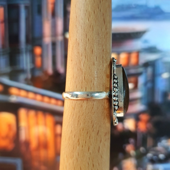 Tiger's Eye Sterling Silver Plated Ring Size 9 - Picture 7 of 10